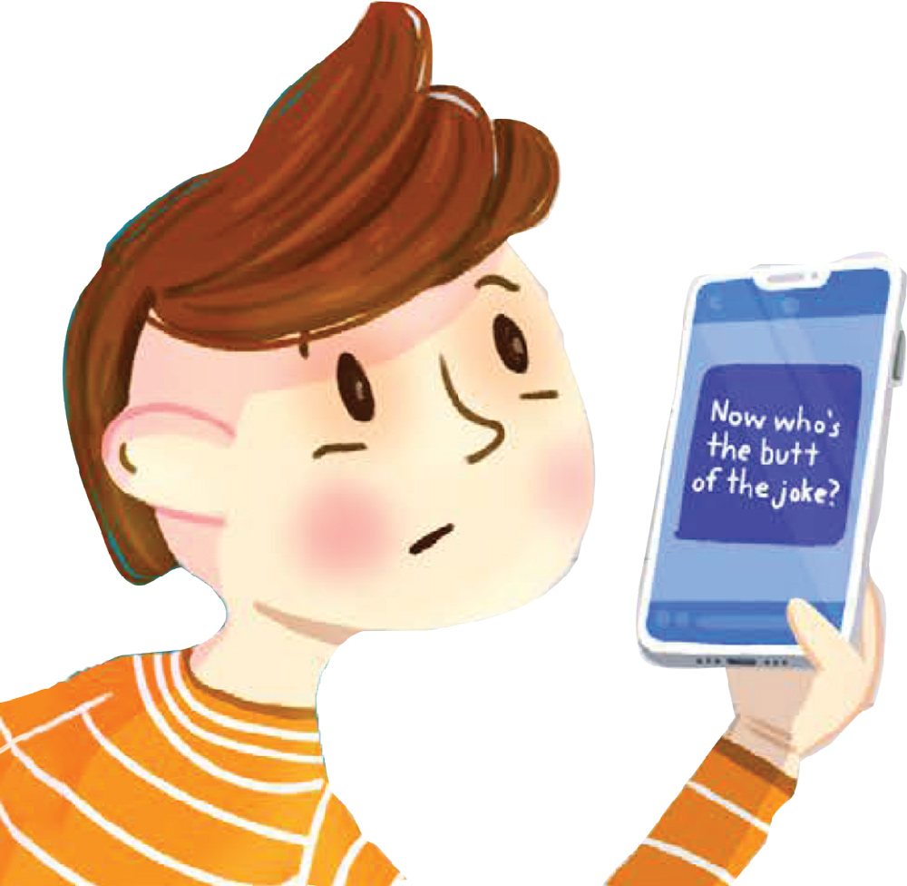 digital illustration of a boy on a phone