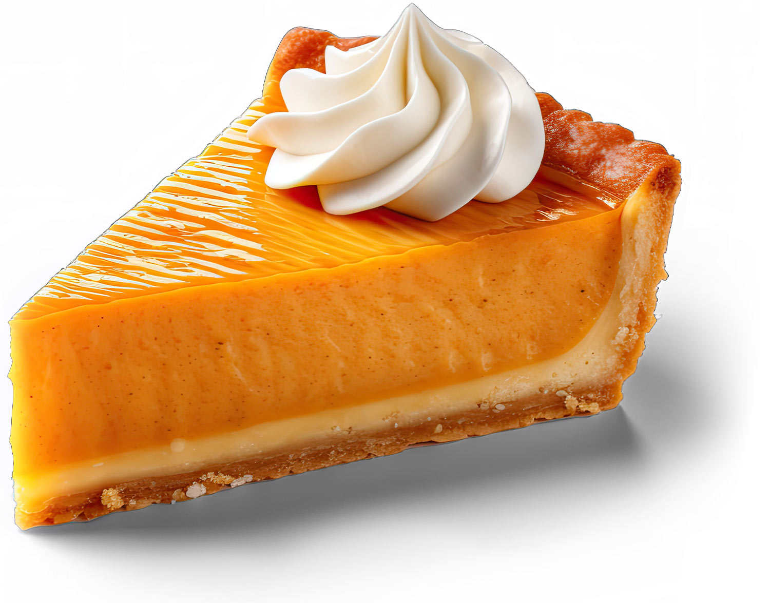 a slice of Pumpkin pie, with a dollop of whip cream