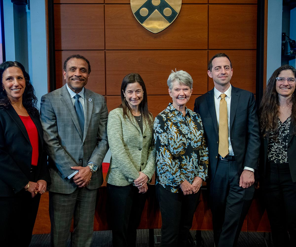 Dean Strunk, Superintendent Watlington, Klehr, lecture founder and Penn GSE Board Member Jolley Bruce Christman, GED’71, GR’87, Urevick-Ackelsberg, and Penn Carey Law Dean Sophia Z. Lee