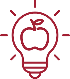 icon of apple inside of light bulb