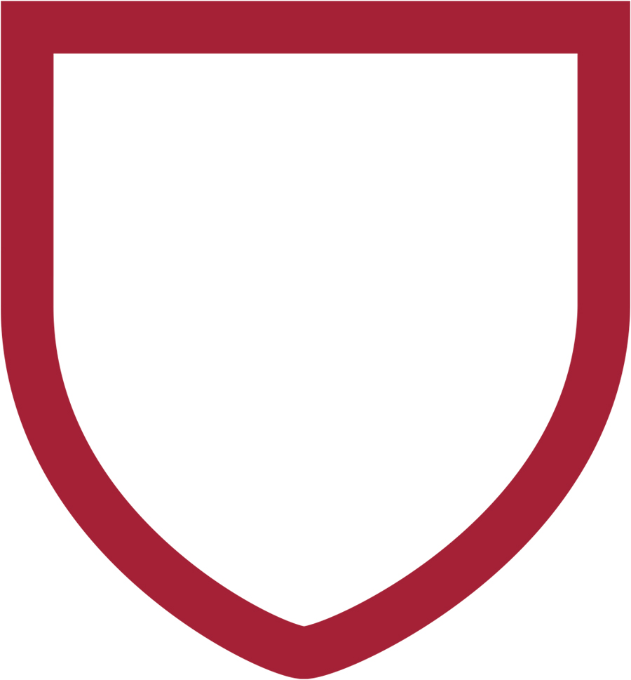 red colored outer outline shield icon symbol